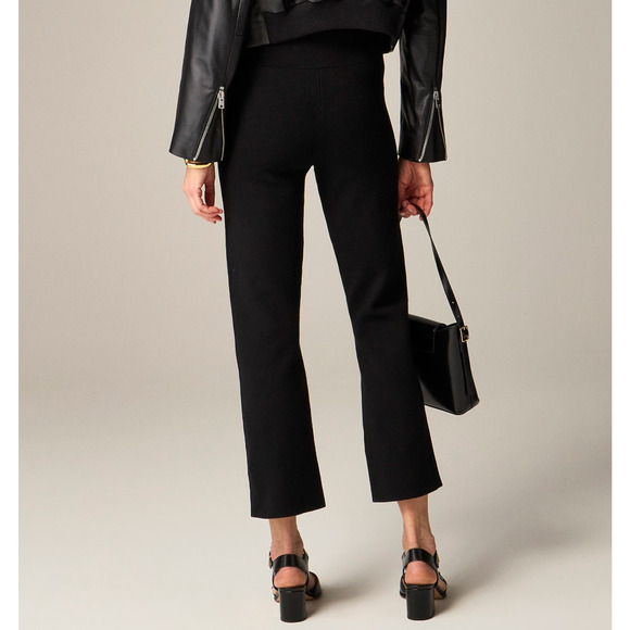 J.Crew Petite Delaney Kickout Sweater Pant Stretch Knit Pintuck Black M NWT - Picture 2 of 13